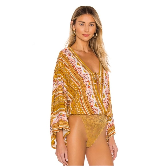 Free People NWT Gold Combo Bodysuit Size S - Picture 4 of 10